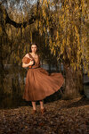 Brown Linen Women Pinafore Dress