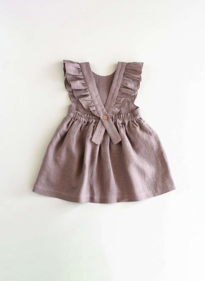 Linen Toddler Pinafore, Linen Baby Dress, Ruffle Dress, 1st Birthday Dress, Easter Toddler Dress, Summer Outfit, Linen Baptism Dress