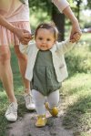 Sage Green Baby Romper with Peter Pan Collar