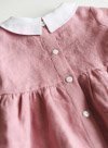 Dusty Pink Linen Dress with Short Sleeves and Peter Pan Collar