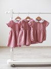 Dusty Pink Baby Romper with Short Sleeves and Peter Pan Collar