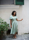 Mint Green Bell Sleeve Dress with Twirl Skirt