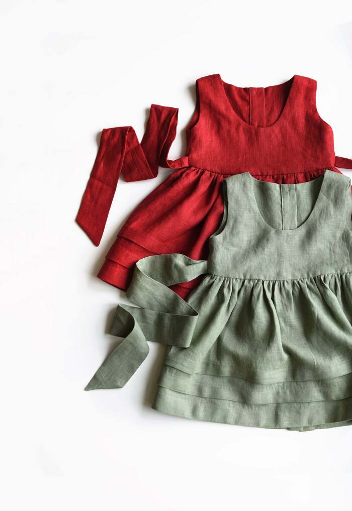Linen Pinafore Dress, Girls Apron Dress, Summer Linen Dress, Toddler Dress, Vintage Baby Dress