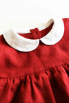Темно-червона лляна дитяча сукня вільного крою з довгим рукавом та круглим комірцем