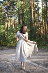 Natural Linen Pinafore Dress with Twirl Skirt and Elastic Waist
