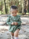 Rust Ruffle Romper with Long Sleeves