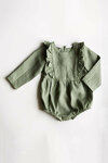 Sage Green Ruffle Romper with Long Sleeves