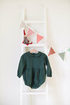 Baby  Linen Romper, Christmas Outfit, Baby Christmas Romper, Forest Green Linen, Linen Baby Clothes, Cute Baby Clothes