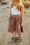 Tan Linen Twirl Skirt