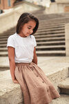 Tan Linen Twirl Skirt