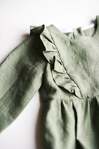 Sage Green Linen Romper, Ruffled Romper for Babies and Toddlers, First Birthday Baby Outfit, Infant Clothing, Baby Girl Rompers