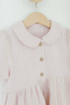 Pale Pink Dress with Peter Pan Collar and Short Lantern Sleeves