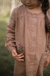 Світло-коричнева лляна дитяча сукня з карманами