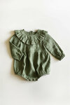 Sage Green Ruffle Romper with Long Sleeves